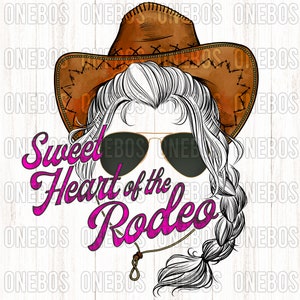 Sweetheart of the Rodeo, Classic Cowgirl mit Messy Zopf, Clipart Digital Design für den Rodeo, Western, Rustikale Mädchen für Sublimation
