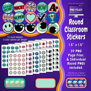 Stickerpakket | Individuele digitale stickers en Avery-velsjablonen | Olifanten, Dierentuin, Dierenprint, Safari, Blauw, Groen, Rood ST55CK-A204