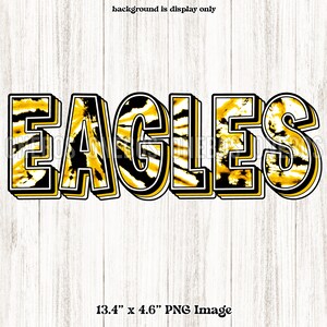 Eagles Mascot Digital Download PNG, Tie-dye Gold White & Black, School Spirit Design for Sublimation, Printable Clipart Transfer