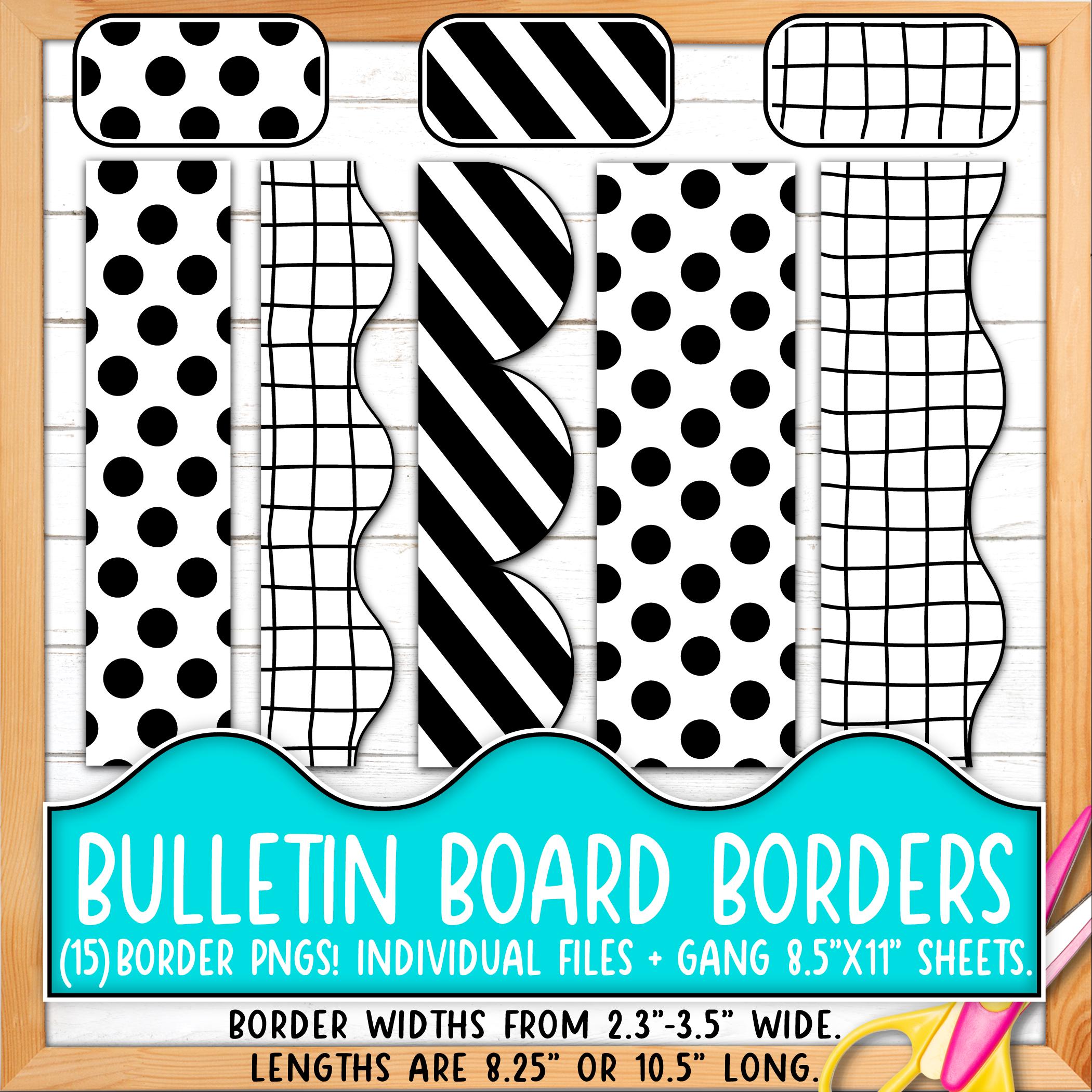 Borders for Bulletin Boards | Print & Cut, Seamless | Black, White