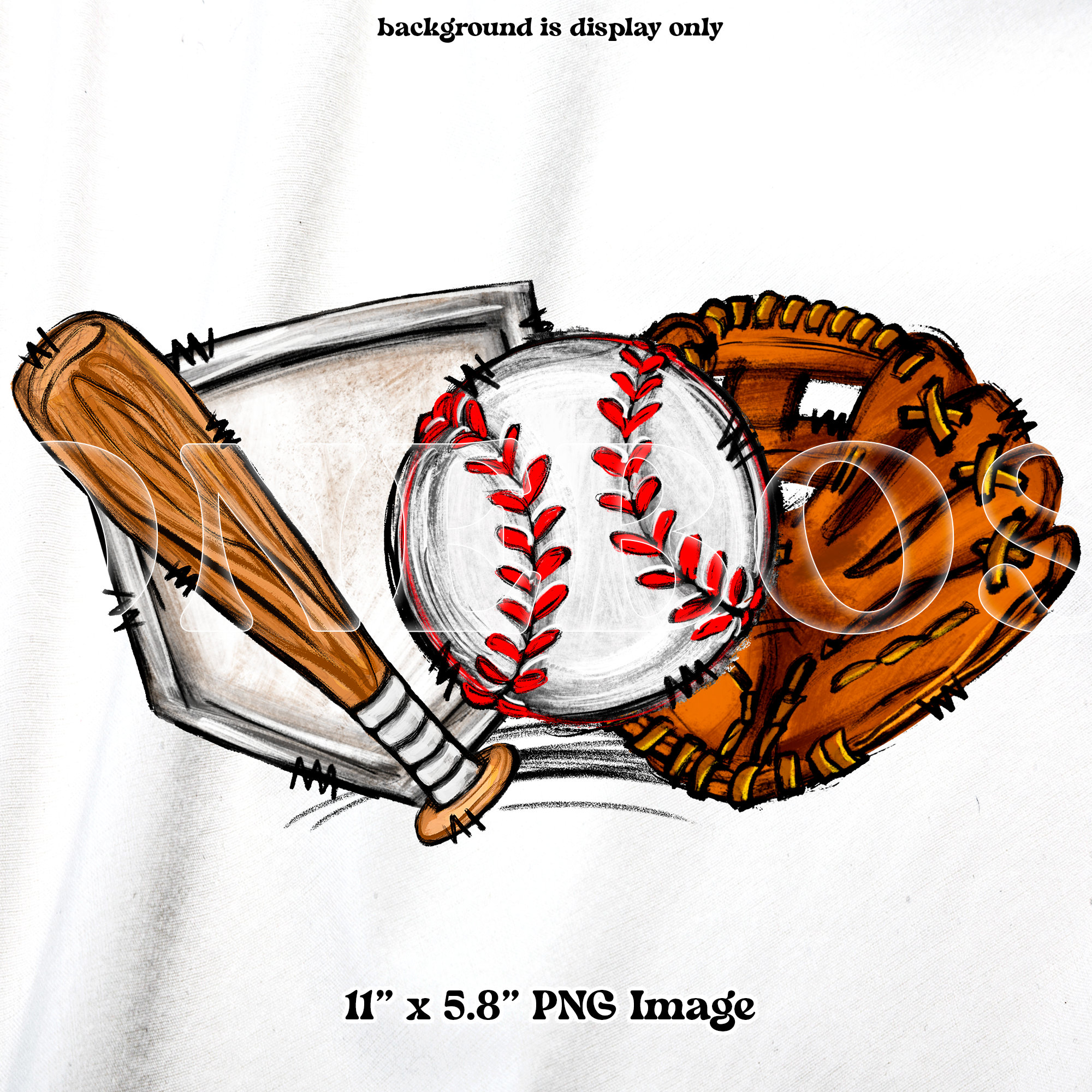 Baseball Doodle PNG Hand Drawn Ball Bat Glove Home Plate Illustration School Sports Clipart for Designs Digital Art for Transfers