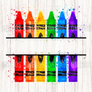 May include: A set of eight crayons arranged in a rainbow pattern on a white wooden background. The crayons are arranged in two rows of four, with the top row slightly offset from the bottom row. The crayons are all different colours, including red, orange, yellow, green, blue, indigo, and violet. The background is a white wooden surface with a subtle grain pattern.