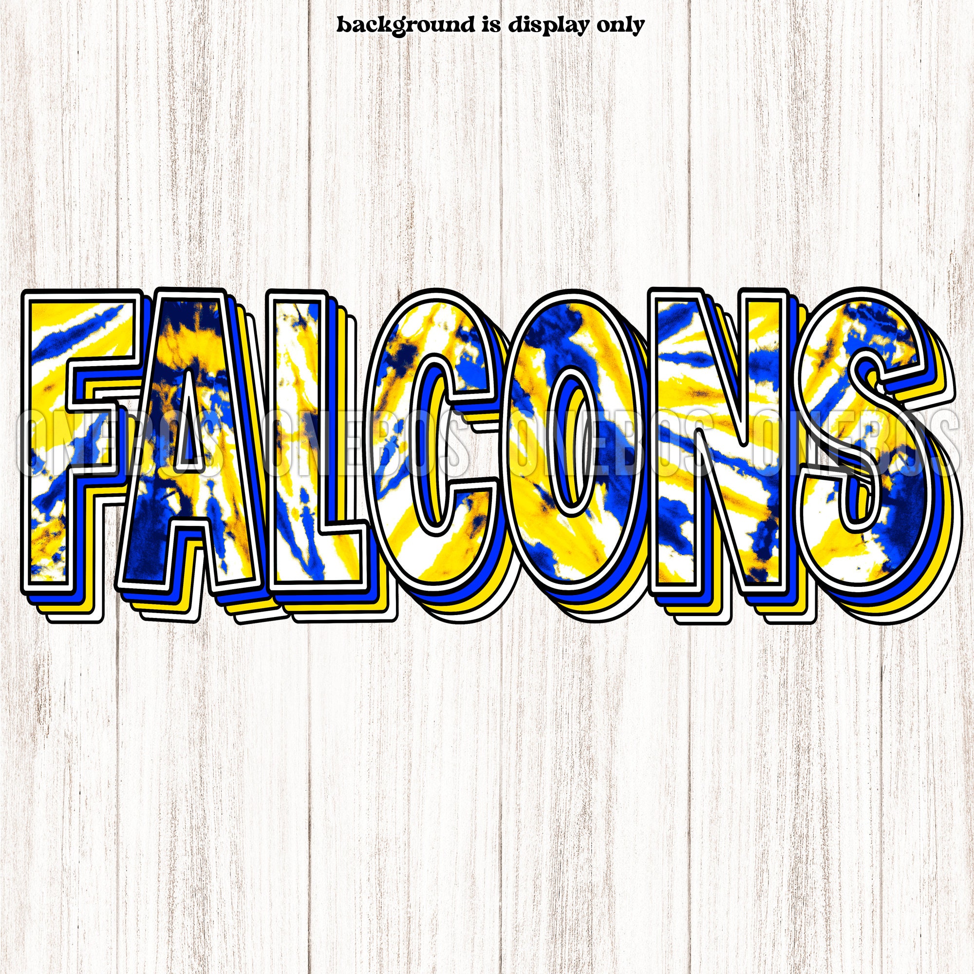 Falcons Mascot Digital Download PNG, Tie-dye Yellow White & Blue ...