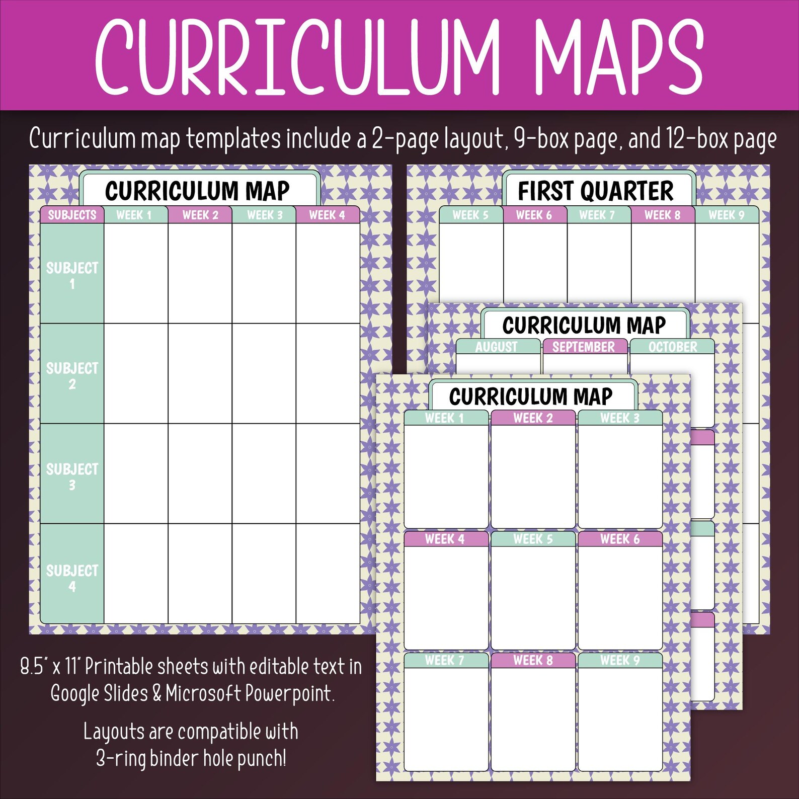 Lesson Plan Sheets & Curriculum Maps (editable) | Circles, Dots, Stars ...