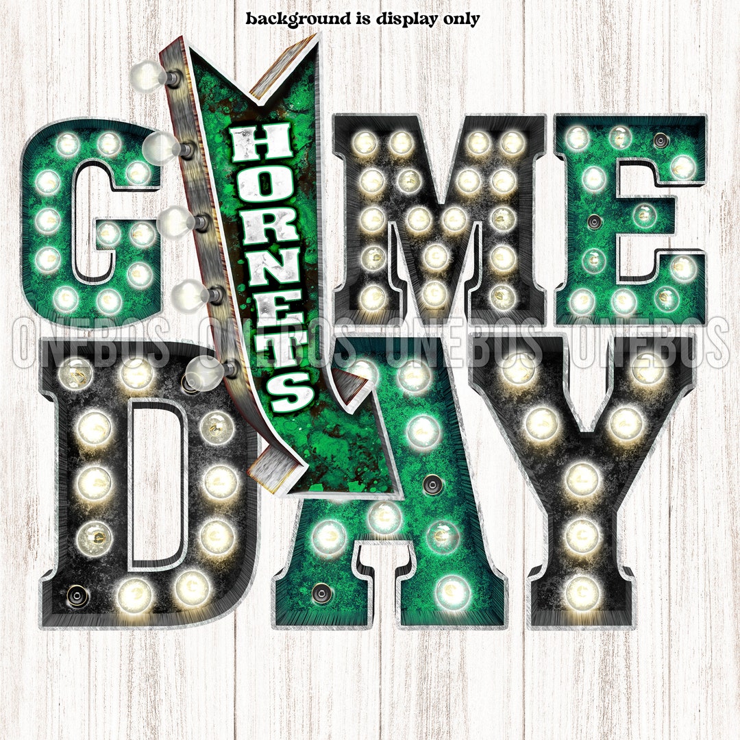 GAME DAY PNG Green & Black School Colors Marquee Etsy