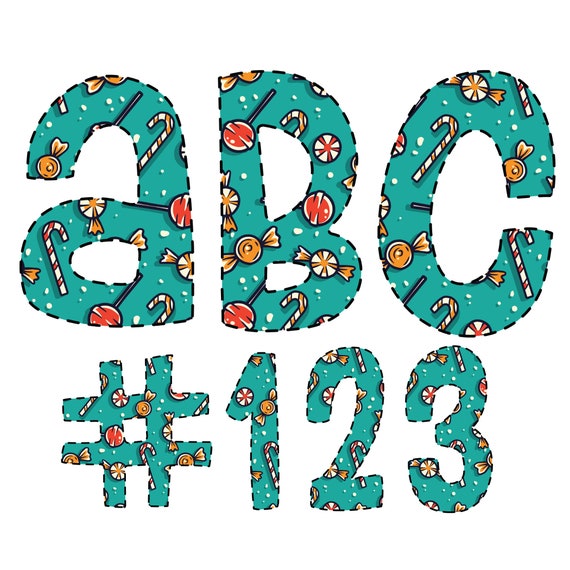 Digital Download Doodle Dash Christmas Candy Pattern Fill PNG Clipart  Bundle Alphabet Pack Letters and Numbers 
