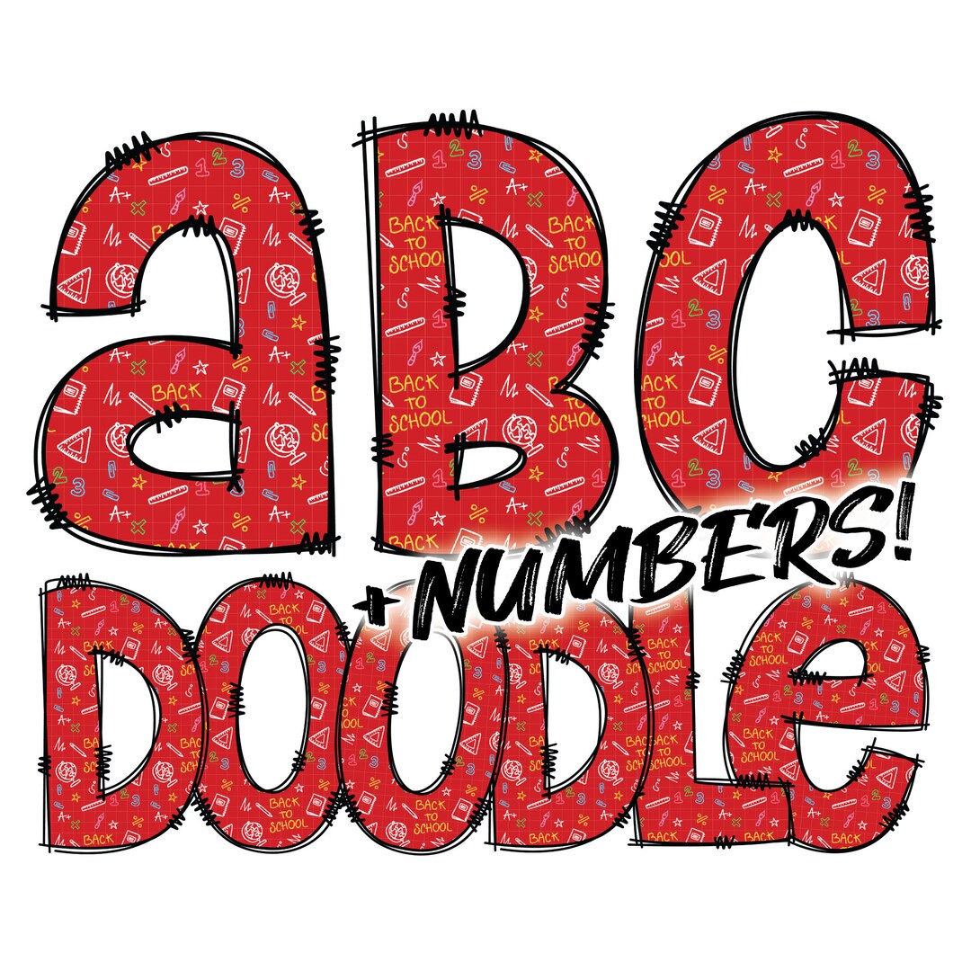 Digital Download | Doodle Back to School Teacher Red Pattern Fill | PNG ...