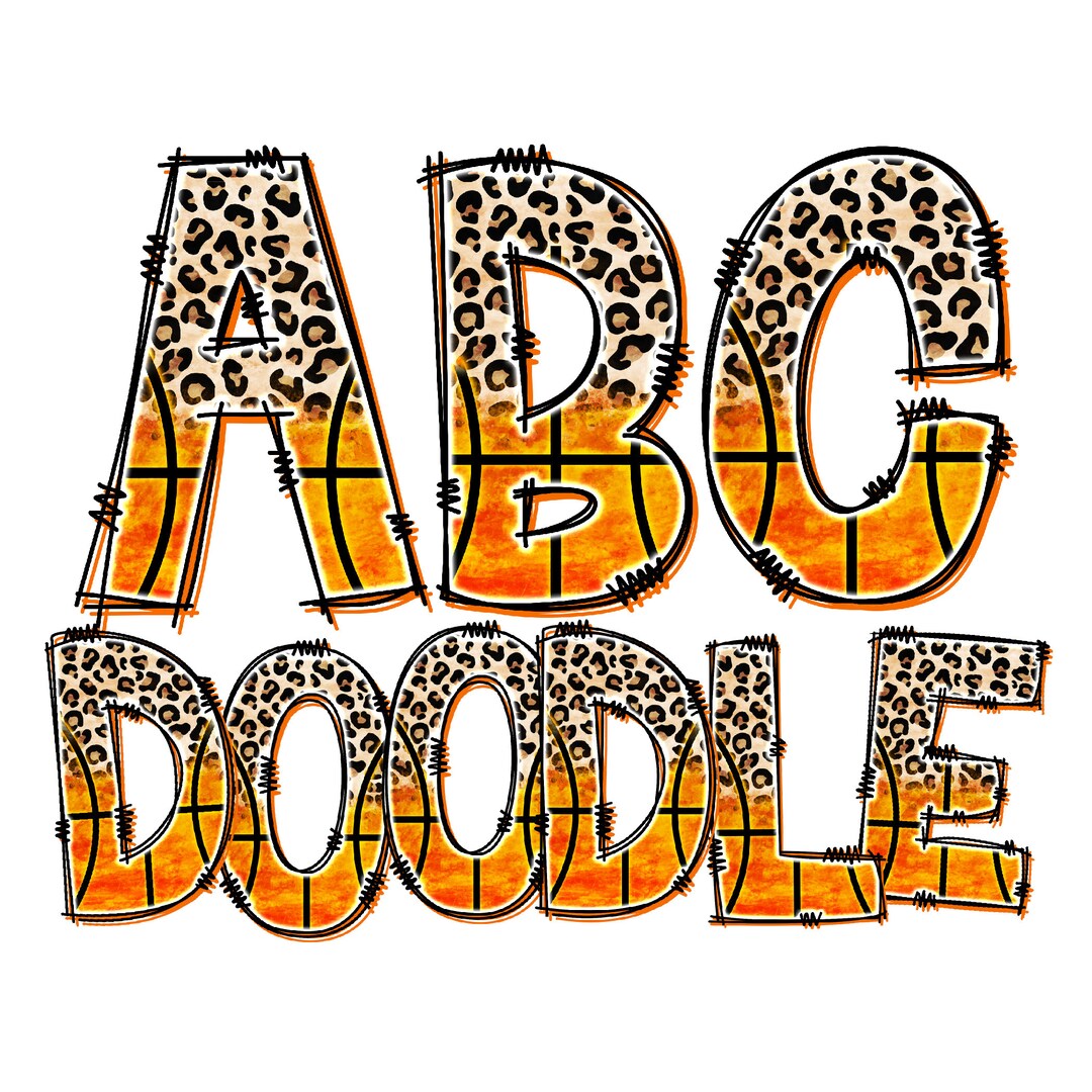 Basketball Letters PNG With Leopard, Orange, and Black Grooves ...