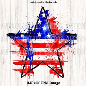 4 juli Star Png, Stars Stripes Pattern Fill, Splatter Grunge Doodle Aquarel, Punk American Flag Print voor DTF, Sublimatie, FIll