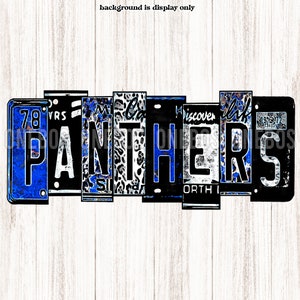 Watercolor License Plate Panthers PNG, Royal, Leopard, Grunge, Grey, White, Black, Sublimation School Mascot Word Print, Print Cut, Art