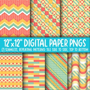 Behangachtergrond: digitaal papier | Naadloos | Handgetekend, strepen, stippen, rustig, neutraal, rood, geel, groen, mintgroen WA55LL-A243