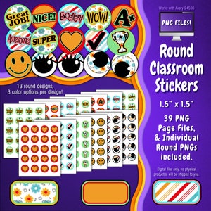 Stickerpakket | Individuele digitale stickers en Avery-velsjablonen | Zonnig, lente, zomer, wolken, doodle, bloemen, strepen ST55CK-A199