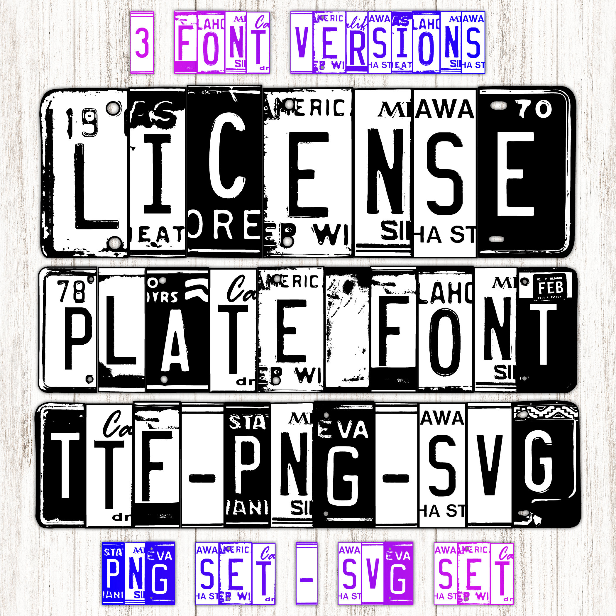 License Plate FONT Files 3 Ttf Fonts PNG Bundle and SVG Etsy Hong Kong