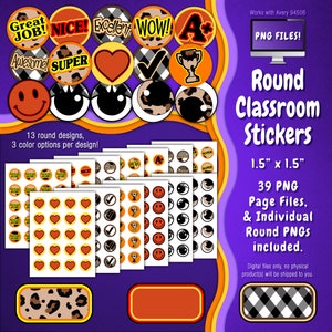Stickerpakket | Individuele digitale stickers en Avery-velsjablonen | Herfst, Thanksgiving, Pompoen, Luipaard, Bruin, Rood, Stip ST55CK-A183