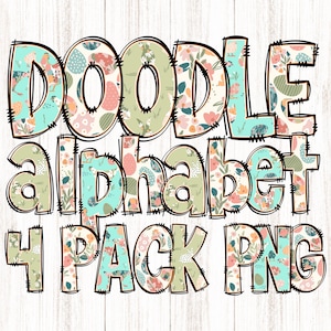 Pacote de alfabeto PNG de Páscoa Boho, 4 conjuntos de letras Boho Primavera, Floral, Pintinho, Ovo, Sublimação, Download digital transparente, Rosa-azulado-sálvia