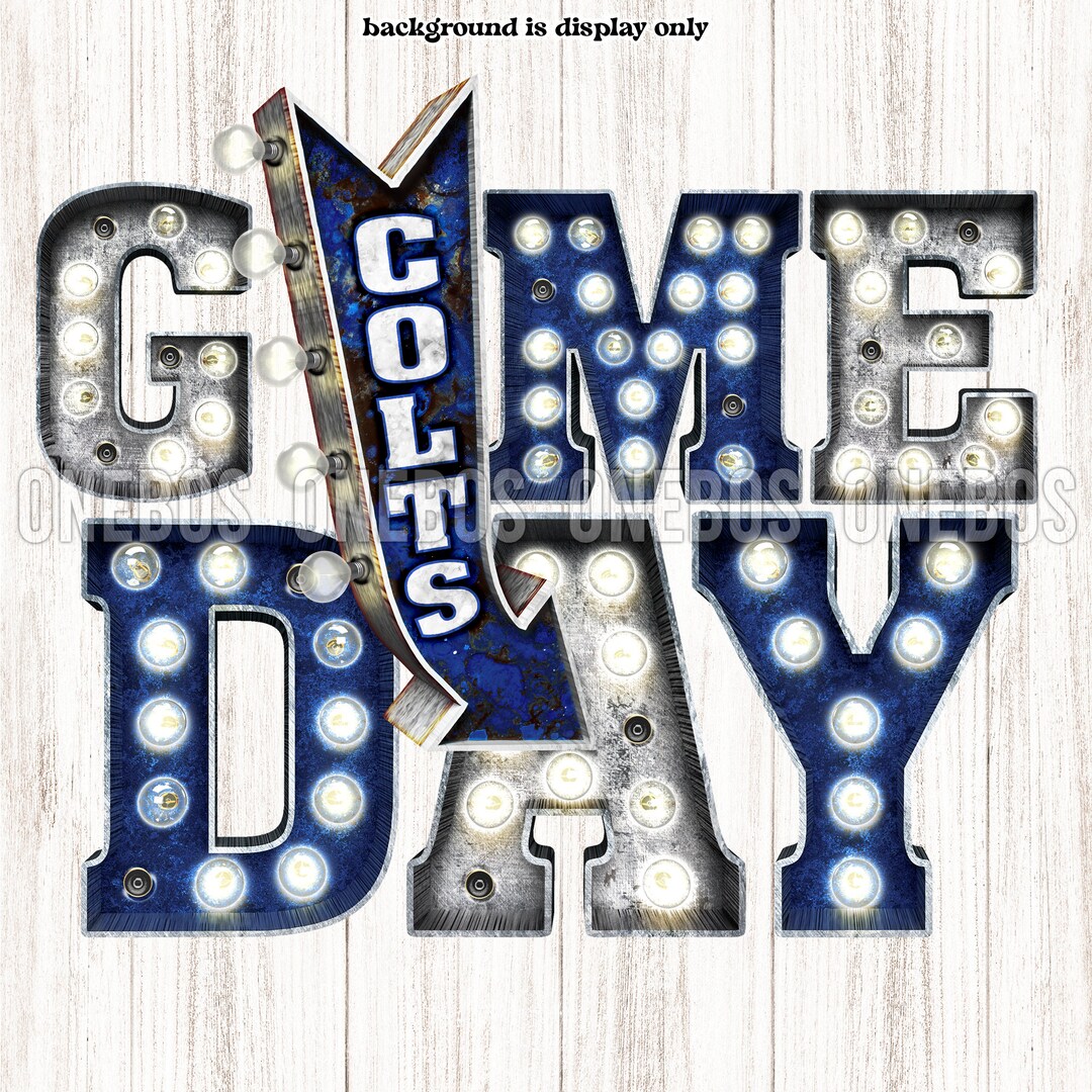 Colts GAME DAY PNG Navy White School Colors Marquee Letters - Etsy