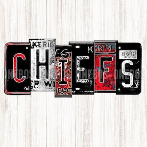 Chiefs License Plate PNG, Red, Leopard, Grunge, Black, Sublimation School Mascot Word Print, Print Cut, Art