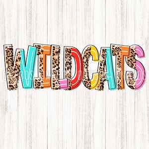 Colorido Split Leopard Wildcats PNG, Split Leopard Cute Kids Mascot Letter Design, School Spirit Sublimation, Printable Clipart Transfer