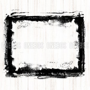 グランジ ブラック ボーダー フレーム PNG、正方形 長方形 昇華プリント デジタル ダウンロード、スプラッタ背景透明、ブリーチ デザイン