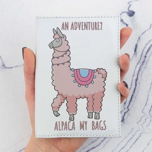 Alpaca Passport Cover Printed Llama Alpaca Passport Case Holder Pass Cover Leather Wallet Pass Travel Gift Personalized Wanderlust CP6093 image 3