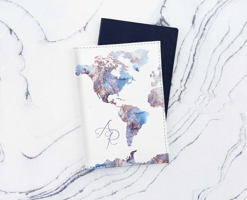 Leather Passport Holder World Map Passport Covers Personalized Etsy