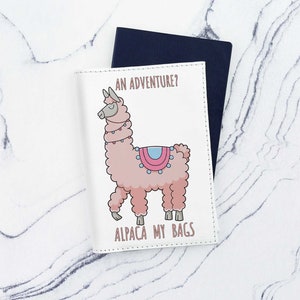 Alpaca Passport Cover Printed Llama Alpaca Passport Case Holder Pass Cover Leather Wallet Pass Travel Gift Personalized Wanderlust CP6093 image 4