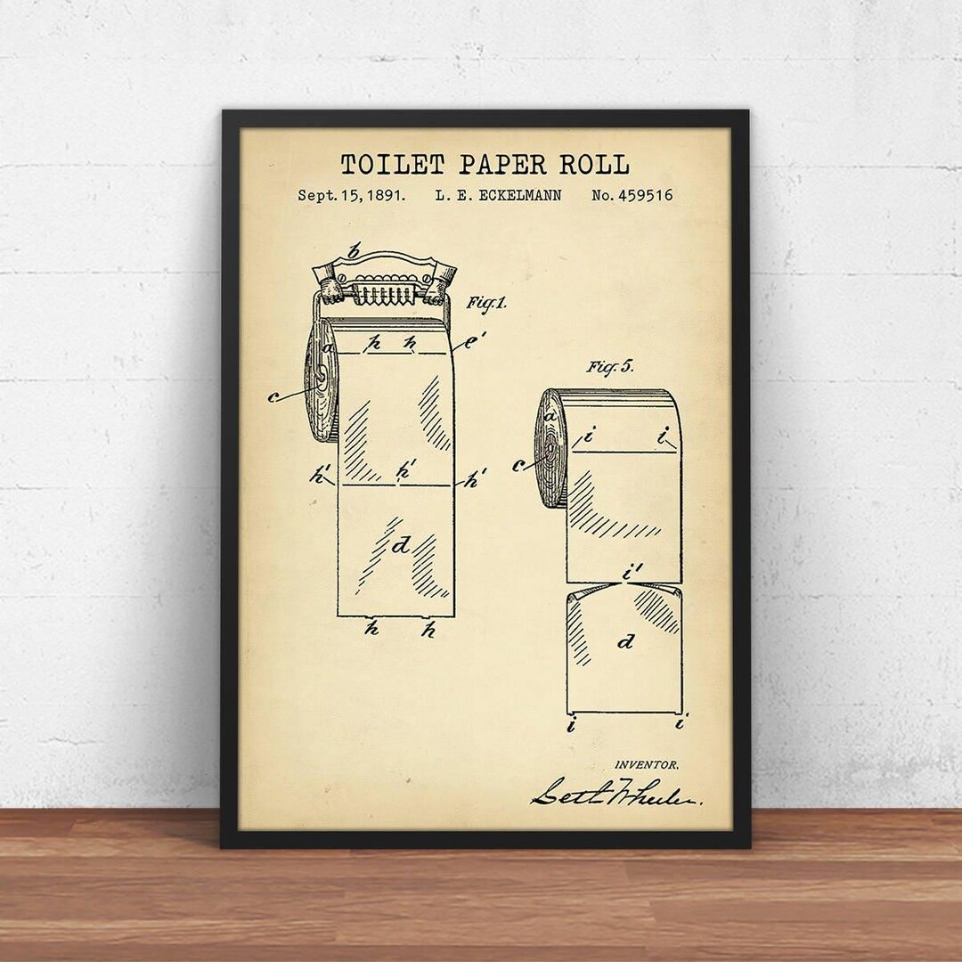 Vintage Toilet Paper Patent Print, Bathroom Wall Art Restroom Decor ...