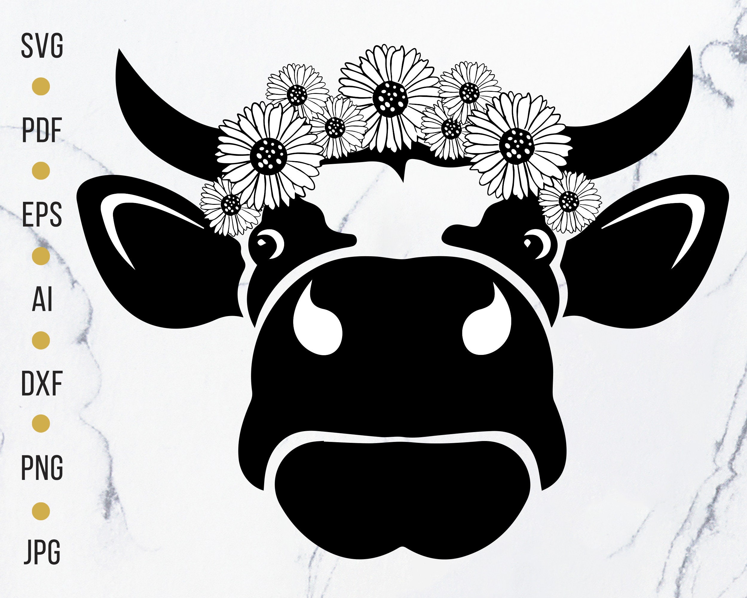 Download Floral Cow Silhouette Svg Bundle Cow Printable Files Beef Art Etsy