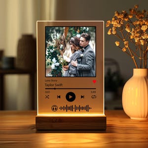 Personalized LED Music Plaque, Custom Photo Frame, Unique First Wedding Anniversary Gift for Him