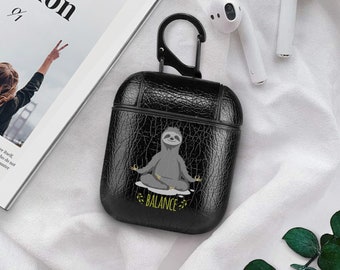 Sloth AirPod Case Balance Airpods Cover Headphones Case Leather Apple Airpod Case AirPods Accessories Animal AirPods 2 Cover Airpods CP6213