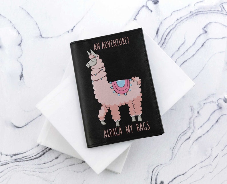 Alpaca Passport Cover Printed Llama Alpaca Passport Case Holder Pass Cover Leather Wallet Pass Travel Gift Personalized Wanderlust CP6093 image 1
