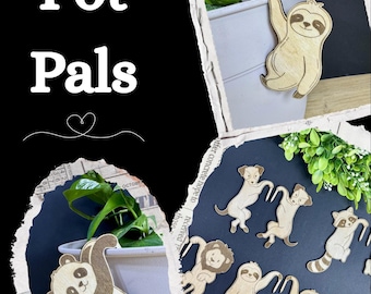 Zoo Animal Pot Pals | Hanging Plant Animals | Cute Planter Buddies | Laser Cut Plant Decor | Funny Plant Gift | Set or Full Collection