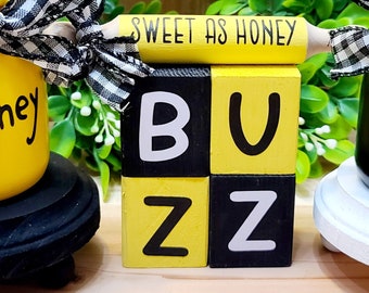 Buzz Blocks: gelaagd dienblad met bijenthema