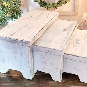 Wooden nesting display risers, rustic riser, distressed plank riser, riser set, farmhouse decor