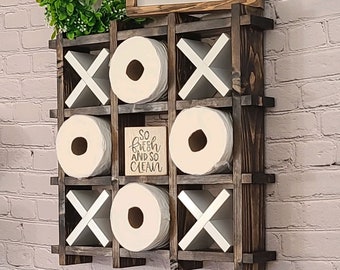 Customizable Tic Tac Toe Toilet Paper Holder Bathroom Storage Organization