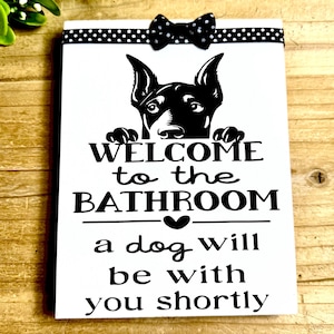 Hundeschild, Hunde Illustration, Hundeliebhaber, Haustier Dekor, Badezimmer Wand Dekor, Hundemama, Dobermann Eltern
