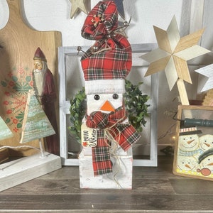 Large Wooden Snowman, Farmhouse Style Wood Snowman, Unique Christmas Decor