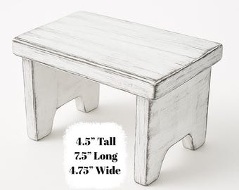 Rustic Distressed White Wood Riser | Farmhouse Decor Display