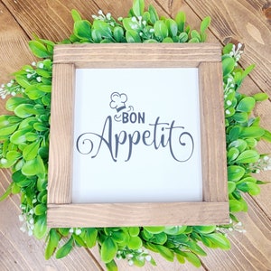 Bon Appetit Wooden Rustic Farmhouse sign Kitchen Decor Dining room Wall Hanging Enjoy your meal Restaurant Decor