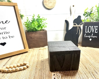 Rustic Cedar Display Riser | Faux Burnt Finish | Farmhouse Pedestal Stand