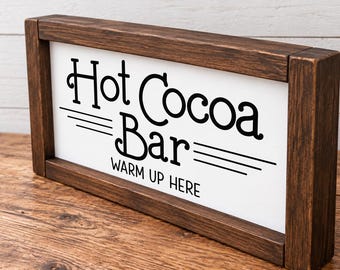 Hot Cocoa Bar Sign, Christmas Hot Chocolate Bar Decor, Cocoa Station Sign, Christmas Kitchen Decor, Farmhouse Christmas Sign