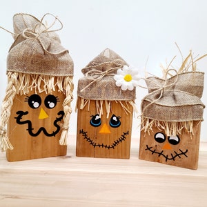 Scarecrow tiered tray wooden fall decor Autumn shelf sitter