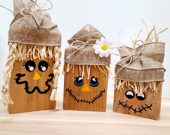 Scarecrow tiered tray wooden fall decor Autumn shelf sitter