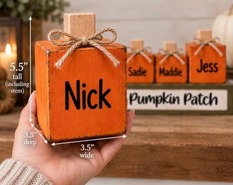 Personalized Pumpkin Patch Family Sign, Wooden Pumpkin Decor, Custom Family Name Pumpkins, Fall Thanksgiving Shelf Decor