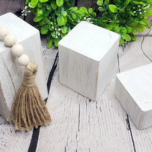 Custom wooden risers / plant display / art display / rustic farmhouse distressed natural wood black / white candle holder