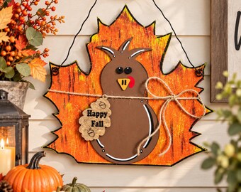 Turkey Door Hanger, Fall Door Decor, Thanksgiving Turkey Decor, Hand Painted Wooden Fall Sign, Autumn Door Hanger, Thanksgiving Decor