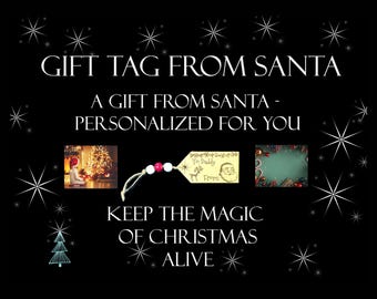 Personalized Santa Gift Tag, Engraved Wood Christmas Label
