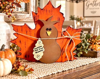 Wooden Thanksgiving Turkey Decor, Handmade Fall Table Centerpiece, Rustic Farmhouse Turkey, Thanksgiving Shelf Sitter