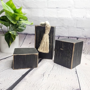 Custom wooden risers / plant display / art display / rustic farmhouse distressed natural wood black / white candle holder