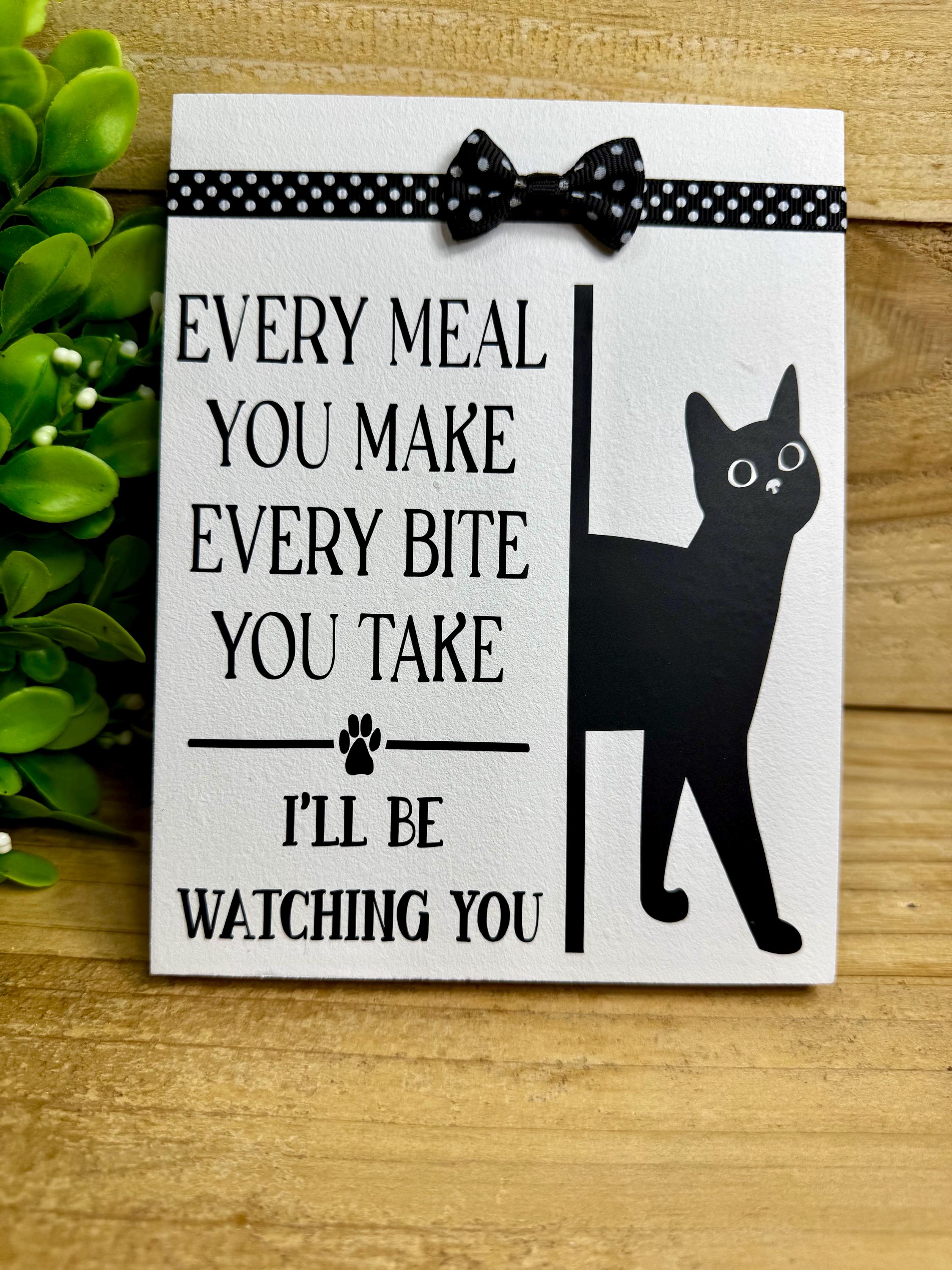 Funny Cat Kitchen Sign: Black Cat Silhouette With Polka Dot Ribbon - Etsy